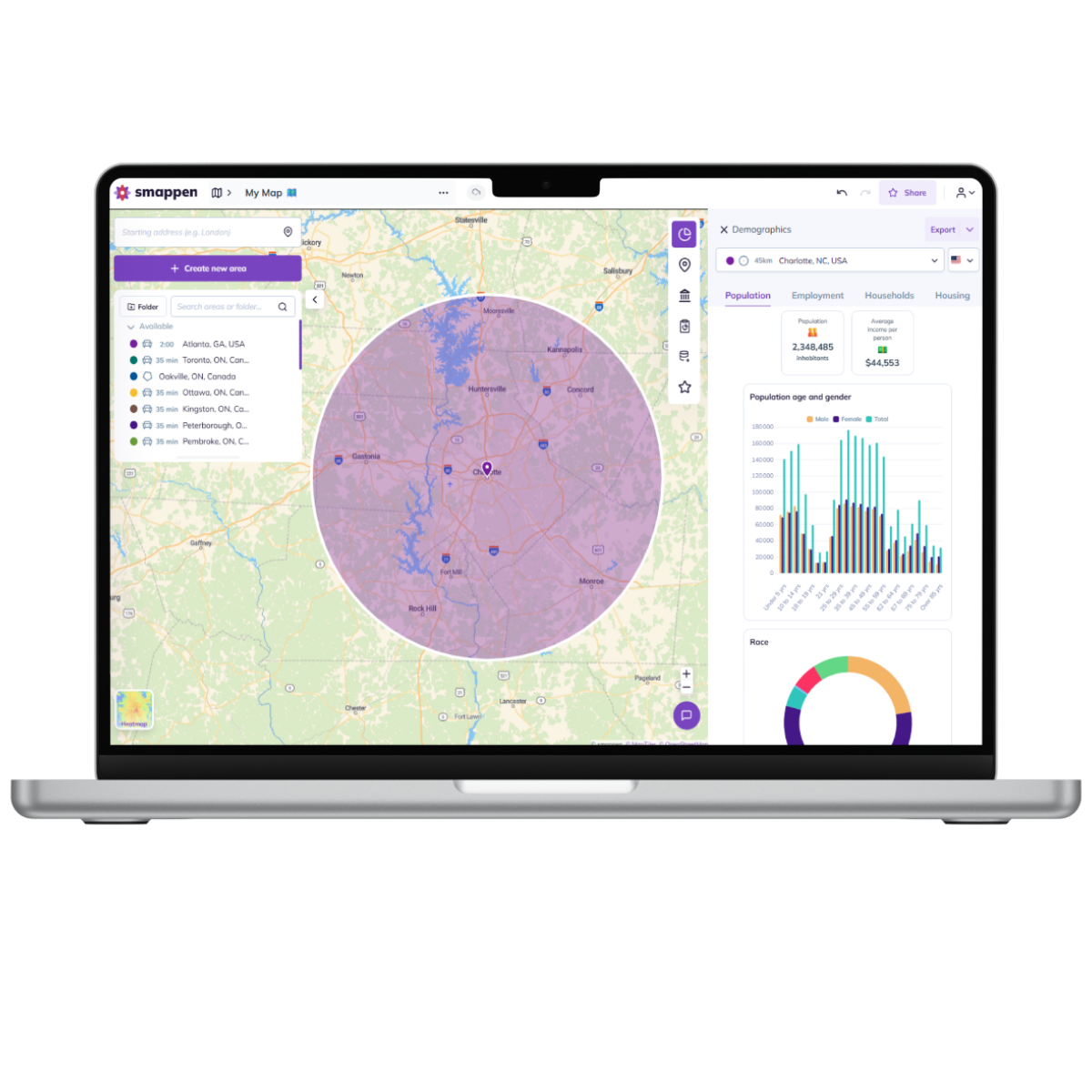 Draw radius map
